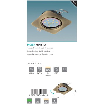 Светильник точечный Eglo Peneto 94265-2