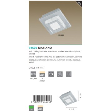 Светильник настенно-потолочный Eglo Masiano 94505-2