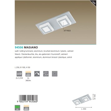 Светильник настенно-потолочный Eglo Masiano 94506-2
