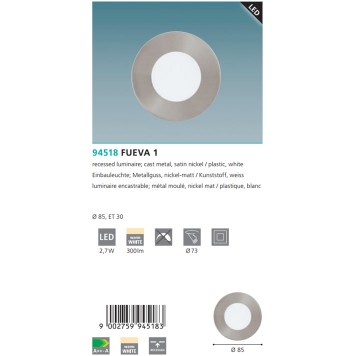 Светильник точечный Eglo Fueva 1 94518-2