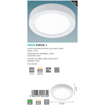 Светильник настенно-потолочный Eglo Fueva 1 94535-2