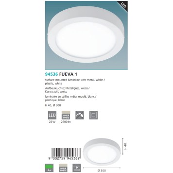 Светильник настенно-потолочный Eglo Fueva 1 94536-2