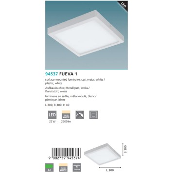 Светильник настенно-потолочный Eglo Fueva 1 94537-2