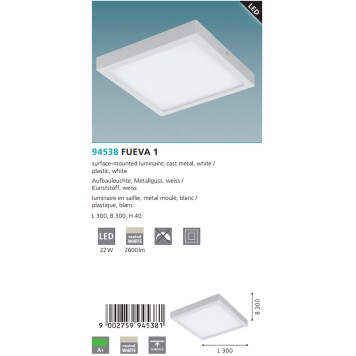 Светильник настенно-потолочный Eglo Fueva 1 94538-2