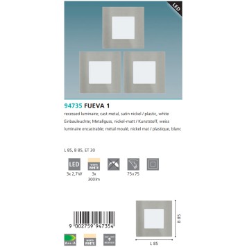 Светильник точечный Eglo Fueva 1 94735-2