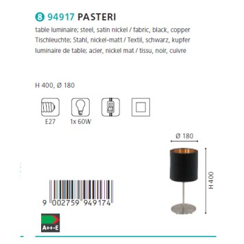 Лампа настольная Eglo Pasteri 94917-2