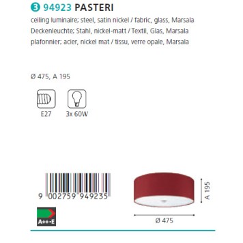 Светильник потолочный Eglo Pasteri 94923-1