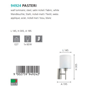 Бра Eglo Pasteri 94924-2