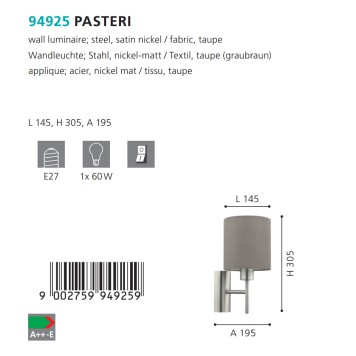 Бра Eglo Pasteri 94925-2