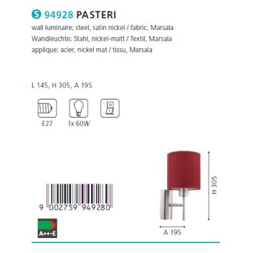 Бра Eglo Pasteri 94928-1