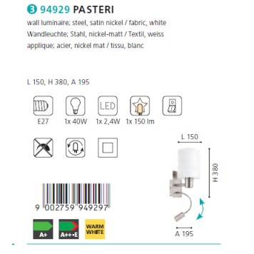 Бра Eglo Pasteri 94929-1