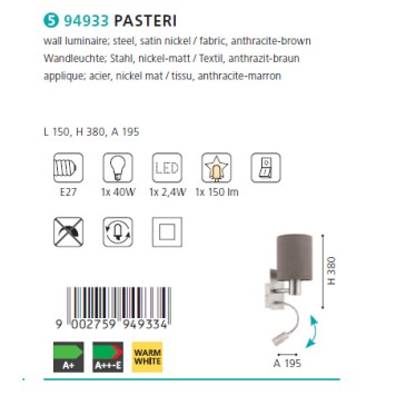 Бра Eglo Pasteri 94933-1
