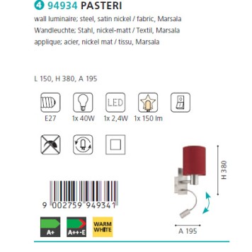 Бра Eglo Pasteri 94934-1