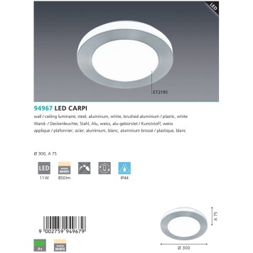 Светильник настенно-потолочный Eglo Led Capri 94967-2