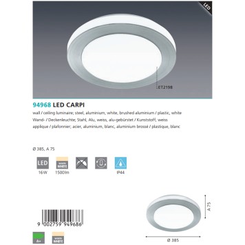 Светильник настенно-потолочный Eglo Led Capri 94968-2