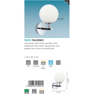 Бра Eglo Palermo 94991-2