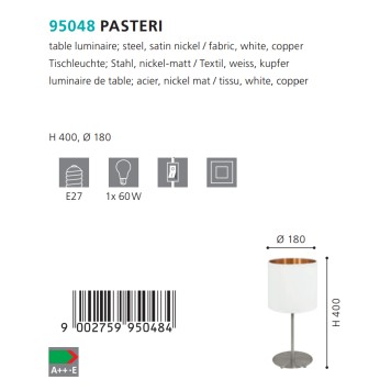 Лампа настольная Eglo Pasteri 95048-2
