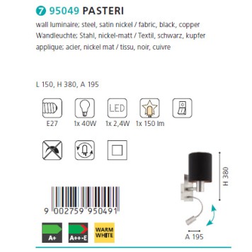 Бра Eglo Pasteri 95049-1