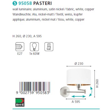 Бра Eglo Pasteri 95058-1