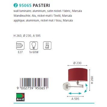Бра Eglo Pasteri 95065-1