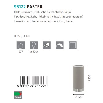 Лампа настольная Eglo Pasteri 95122-2