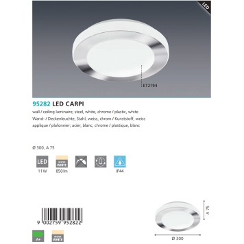 Светильник настенно-потолочный Eglo Led Capri 95282-2