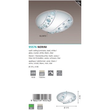 Светильник настенно-потолочный Eglo Nerini 95576-2