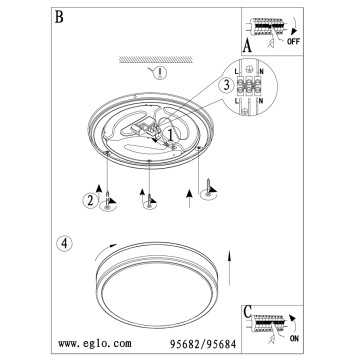 Светильник настенно-потолочный Eglo Palermo 2 95682-3
