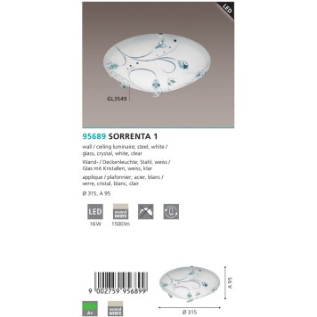 Светильник настенно-потолочный Eglo Sorrenta 1 95689-2