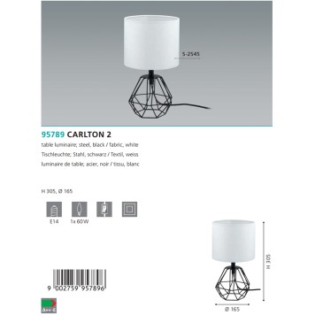 Лампа настольная Eglo Carlton 2 95789-1