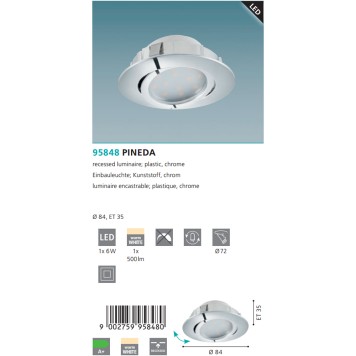 Светильник точечный Eglo Pineda 95848-2