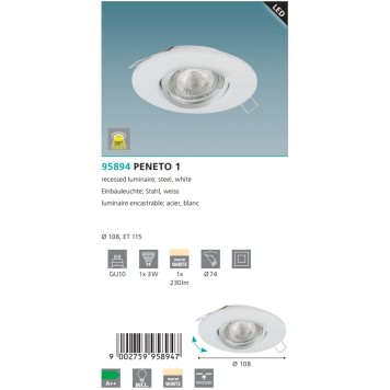 Светильник точечный Eglo Peneto 1 95894-2