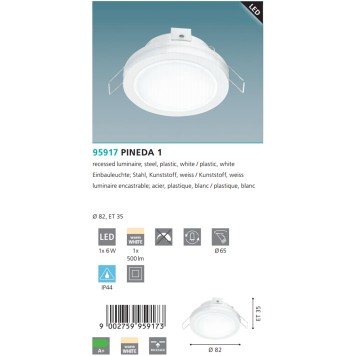 Светильник точечный Eglo Pineda 1 95917-2