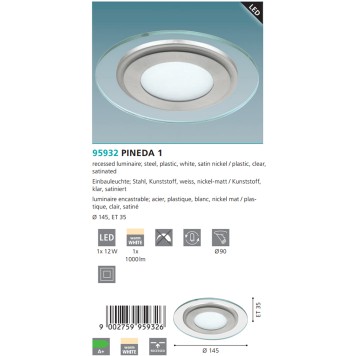 Светильник точечный Eglo Pineda 1 95932-2