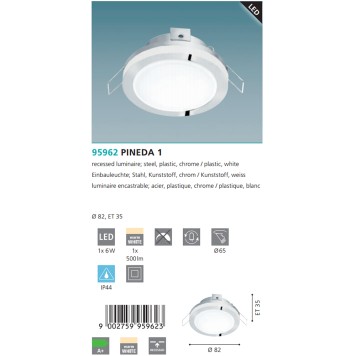 Светильник точечный Eglo Pineda 1 95962-2