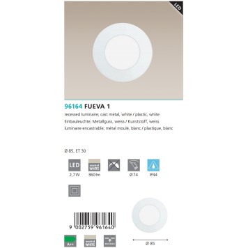Светильник точечный Eglo Fueva 1 96164-2