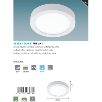 Светильник настенно-потолочный Eglo Fueva 1 96253-2