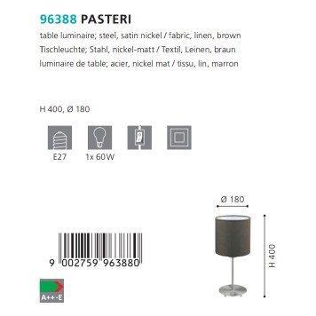 Лампа настольная Eglo Pasteri 96388-1