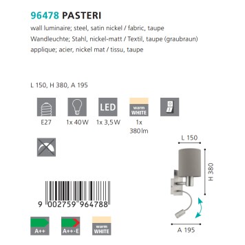 Бра Eglo Pasteri 96478-2