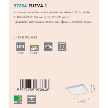 Светильник потолочный Eglo Fueva 1 97264-2