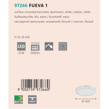 Светильник потолочный Eglo Fueva 1 97266-2