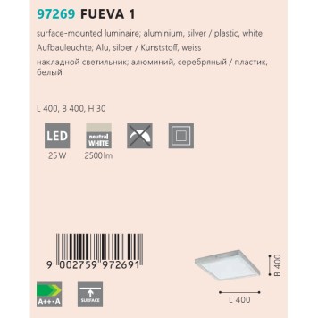 Светильник потолочный Eglo Fueva 1 97269-2