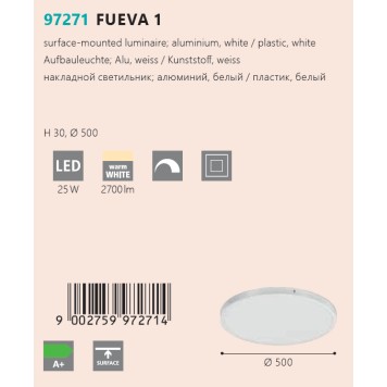 Светильник потолочный Eglo Fueva 1 97271-1