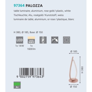 Лампа настольная Eglo Palozza 97364-4