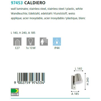 Уличный настенный светильник Eglo Caldiero 97453-2