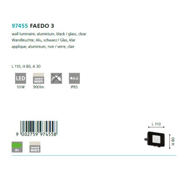 Уличный настенный светильник Eglo Faedo 3 97455-2