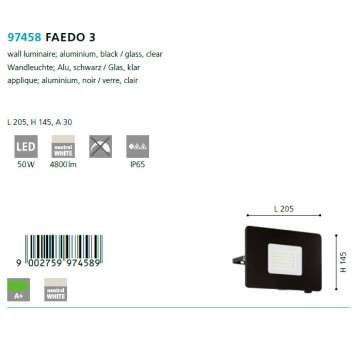 Уличный настенный светильник Eglo Faedo 3 97458-1