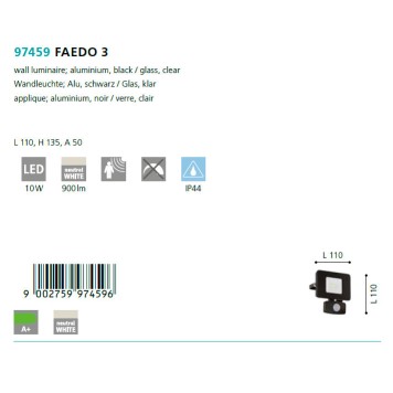 Уличный настенный светильник Eglo Faedo 3 97459-1