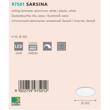 Светильник потолочный Eglo Sarsina 97501-2