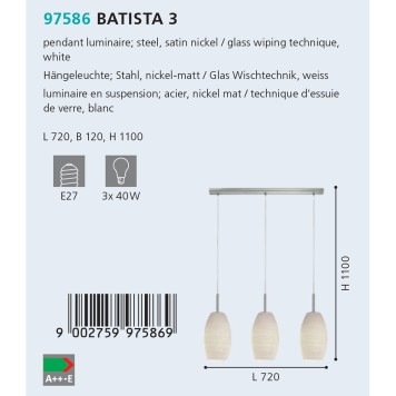 Люстра Eglo Batista 3 97586-1